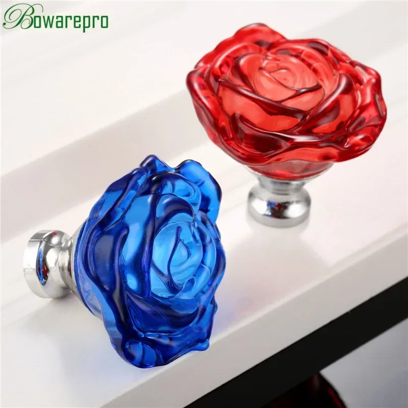 Furniture Hardware Latch - Bowarepro 50MM cristal Rose verre poignée